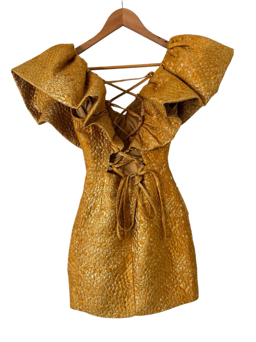 Eliya the Label Gold Jacquard Mini Dress - Picture 3 of 4
